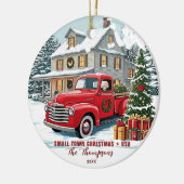Small Town Christmas USA Familie Keramik Ornament (Links)