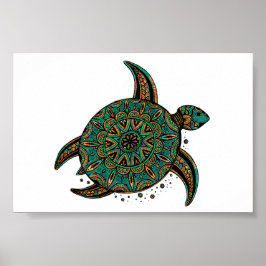 Small Turtle Watercolor Print Poster