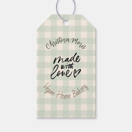 Small Vegan Home Bakery Made with love Pattern Geschenkanhänger (Vorderseite)