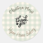 Small Vegan Home Bakery Thank You Pattern Runder Aufkleber (Vorderseite)