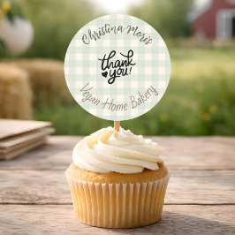Small Vegan Home Bakery Thank You Pattern Runder Aufkleber