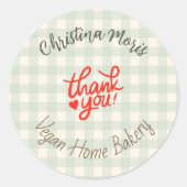 Small Vegan Home Bakery Thank You Pattern Runder Aufkleber (Vorderseite)
