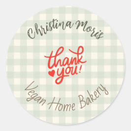 Small Vegan Home Bakery Thank You Pattern Runder Aufkleber