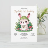 Small Whimsical Bunny 1. Geburtstag Digital Einladung (Stehend Vorderseite)