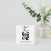 Small White Chic Moderne UAWG QR Code Hochzeit Begleitkarte (Stehend Vorderseite)