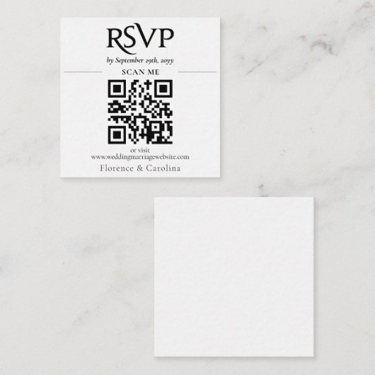 Small White Chic Moderne UAWG QR Code Hochzeit Begleitkarte (Vorne/Hinten)
