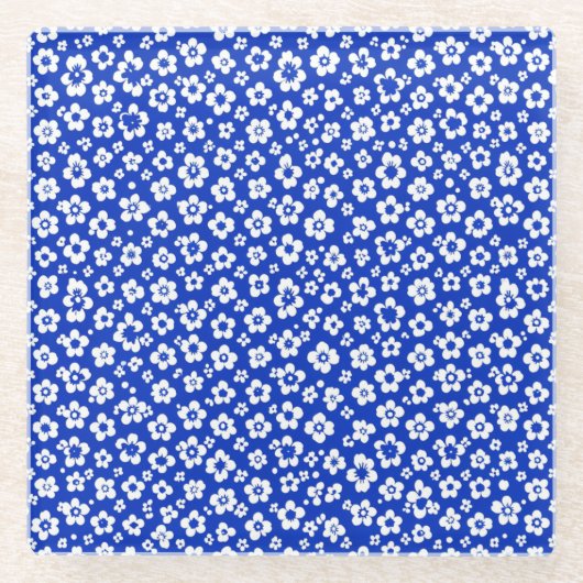 small White Floral Pattern  Glasuntersetzer (Vorderseite)