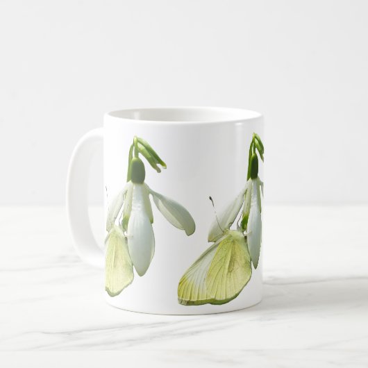 Small White on Snowdrop Kaffeetasse (Vorderseite Links)