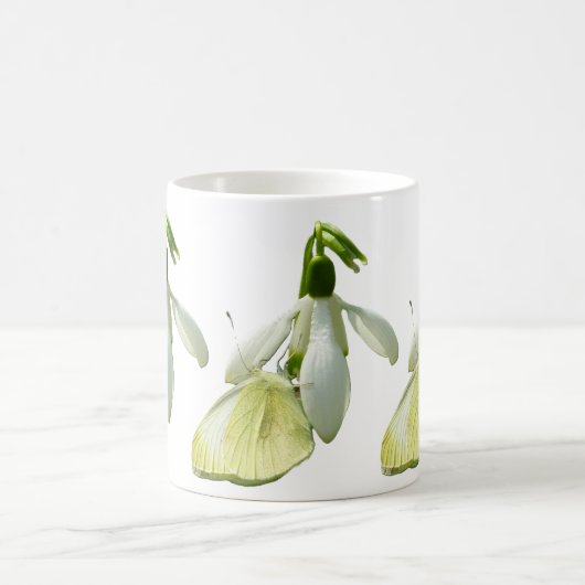 Small White on Snowdrop Kaffeetasse (Mittel)
