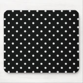 Small White Polka dockt schwarzen Hintergrund Mousepad (Vorne)