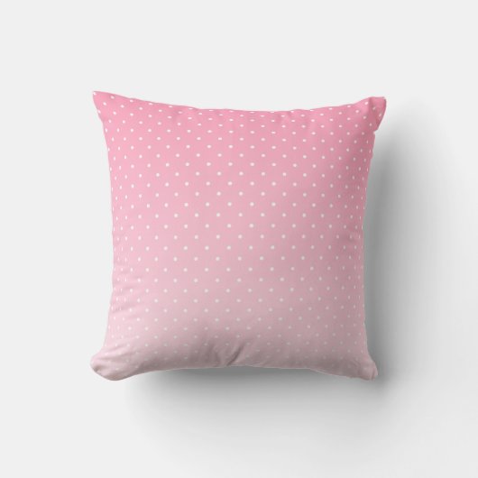 Small White Polka Dots-Ombre Pink Throw Pillow Kissen (Vorderseite)