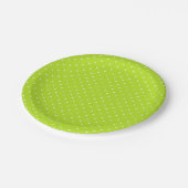 Small White Polka Dots on Lime Green Paper Plate Pappteller (Schrägansicht)