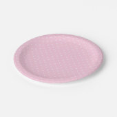Small White Polka Dots on Pale Pink Paper Plate Pappteller (Schrägansicht)