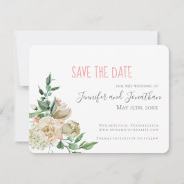 Small White Rose Save the Date Hochzeit