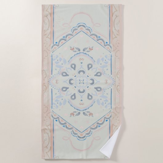 smallCUSTOM NAMEDelicate Seashell Medallion Strandtuch (Vorderseite)