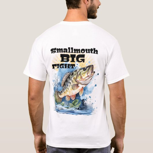 Smallmouth Bass Big Fight Personalize NAME Fishing T-Shirt (Rückseite)