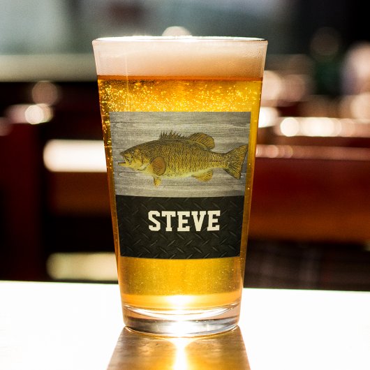 Smallmouth Bass Fischen Bier Angler Fischer Männer Glas