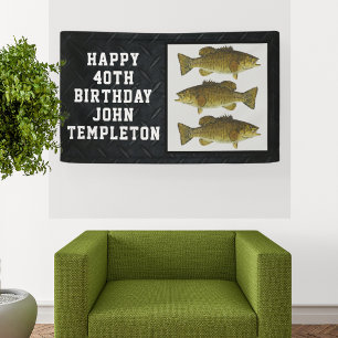 Smallmouth Bass Fischen Coolen Männer Geburtstags Banner