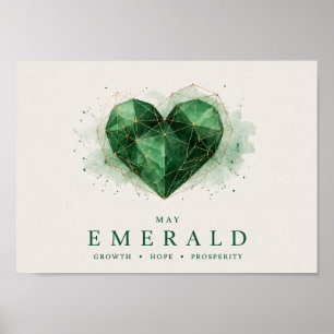Smaraagd Hart Geburtsstein Schöne Geburtssteine Poster