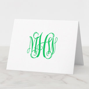 Smaragd 3 Anfangsbuchstabe Reben Schrift Monogramm Dankeskarte