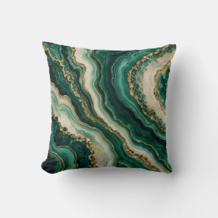 Smaragd-Achat-Gold-Mineralwellen Kissen
