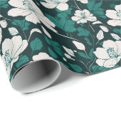 Smaragd-Blumen-Nahtlosmuster-Design Geschenkpapier (Rolleneckpunkt)
