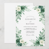 Smaragd-Blüten-Hochzeit Einladung (Vorne/Hinten)
