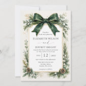 Smaragd-Bogen-Blumen-Winter-QR-Code-Hochzeit Einladung (Vorderseite)