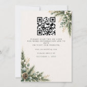 Smaragd-Bogen-Blumen-Winter-QR-Code-Hochzeit Einladung (Rückseite)
