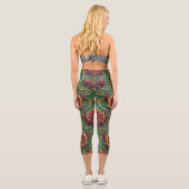 Smaragd-Burgunder-Barock-Damask Capri Leggings (Rückseite)