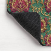 Smaragd-Burgunder-Barock-Damask Mousepad (Ecke)