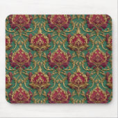 Smaragd-Burgunder-Barock-Damask Mousepad (Vorne)