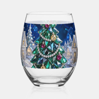 Smaragd-Edelstein-Weihnachtsbaum-Diamant-Dorf Weinglas Ohne Stiel