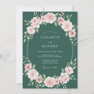 Smaragd-Elegante Romantische Botanische Hochzeit Einladung