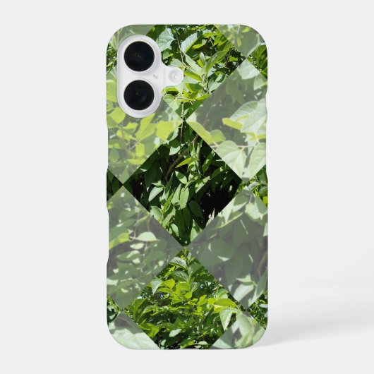 Smaragd-Eleganz: Grüne Blätter im Diamantschliff, iPhone 16 Hülle (Rückseite)