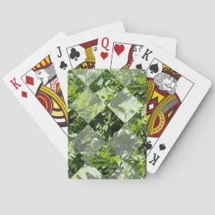 Smaragd-Eleganz: Grüne Blätter im Diamantschliff, Spielkarten