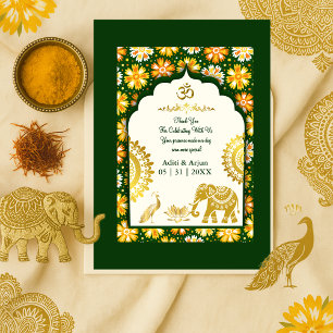 smaragd elfenbein hindu verziert pfau om hochzeit dankeskarte