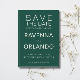Smaragd Elfenbein Old Money Moderne Hochzeit Save The Date