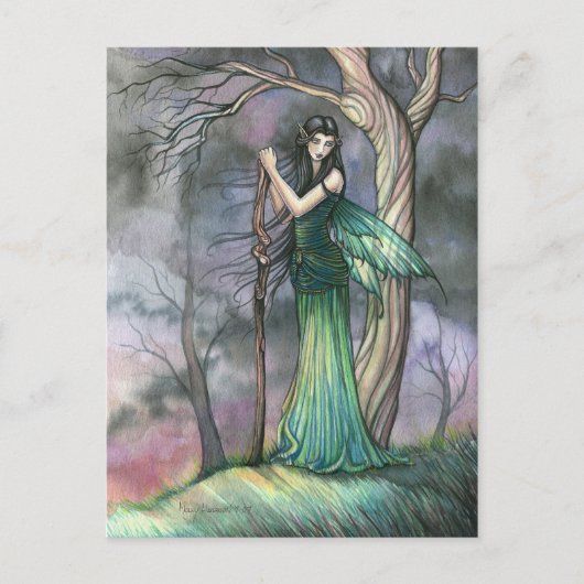 Smaragd Fae Fantasy Fee Postkarte (Vorderseite)