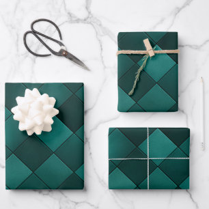 Smaragd-Fliesenmuster – Moderne Luxus Geschenkpapier Set