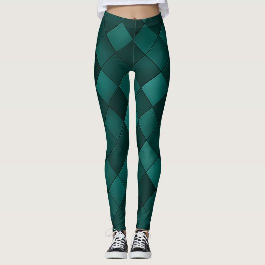 Smaragd-Fliesenmuster – Moderne Luxus Leggings (Vorderseite)