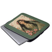 Smaragd Florale Damen Fleece-Decke | Persisch Rosa Laptopschutzhülle (Vorne Knopf)