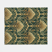 Smaragd-Gold-Art-Deco-Muster Fleecedecke (Vorderseite (Horizontal))