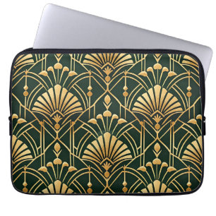 Smaragd-Gold-Art-Deco-Muster Laptopschutzhülle