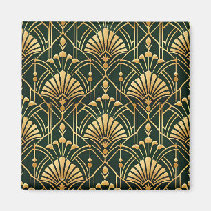 Smaragd-Gold-Art-Deco-Muster Magnet
