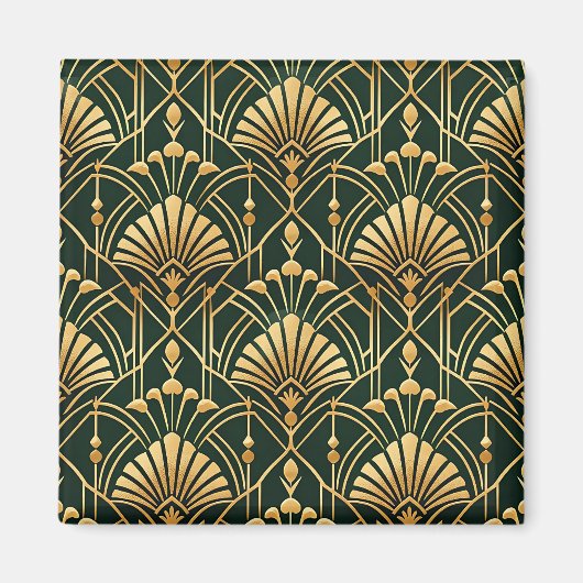 Smaragd-Gold-Art-Deco-Muster Magnet (Vorne)