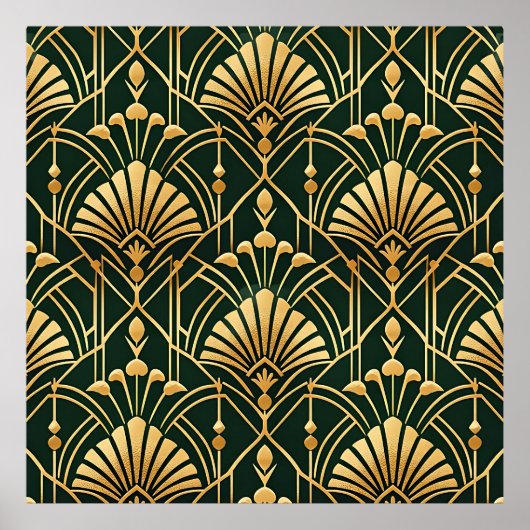 Smaragd-Gold-Art-Deco-Muster Poster (Vorne)