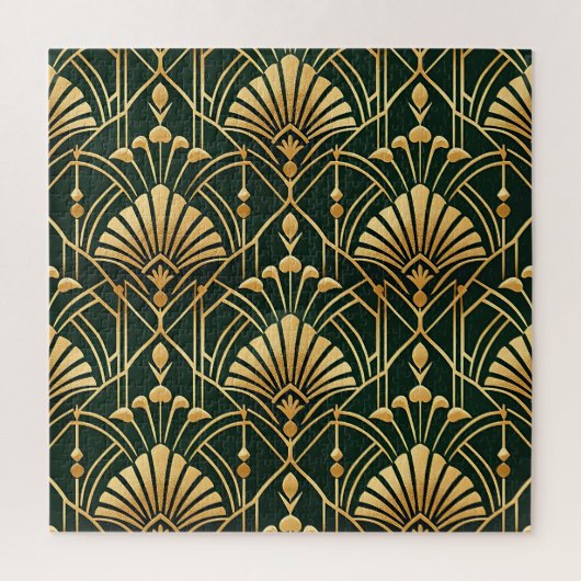 Smaragd-Gold-Art-Deco-Muster Puzzle (Vertikal)