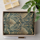 Smaragd-Gold-Art-Deco-Muster Seidenpapier (Geschenk)