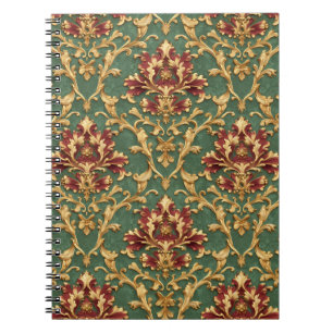 Smaragd-Gold-Barock-Damask Notizblock